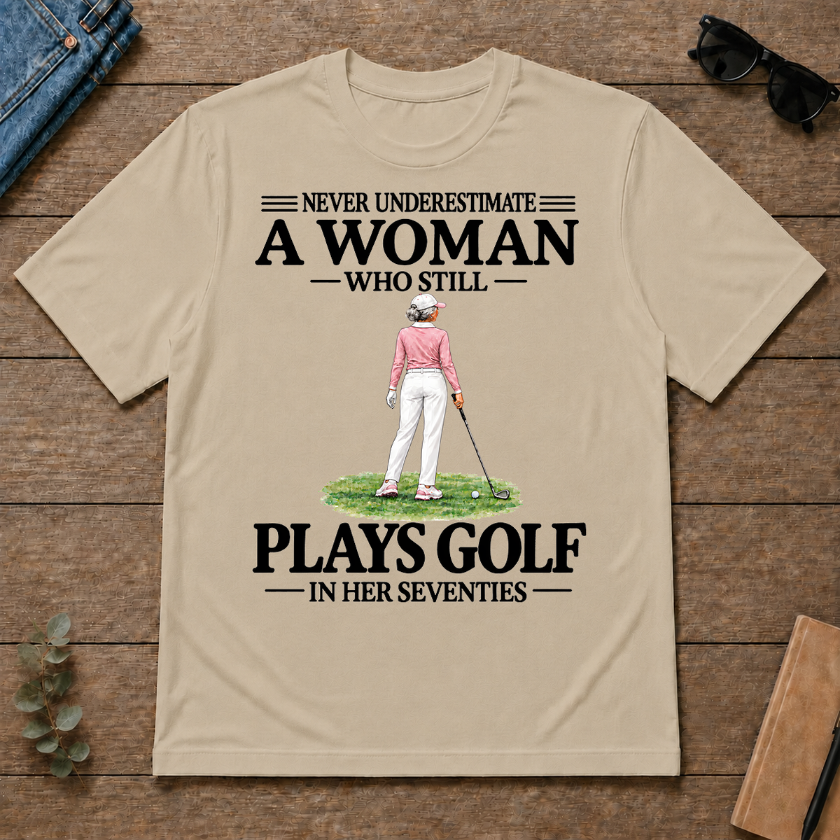 A Woman Still Plays Golf In Her Seventies - sand - TS2D-Sand
