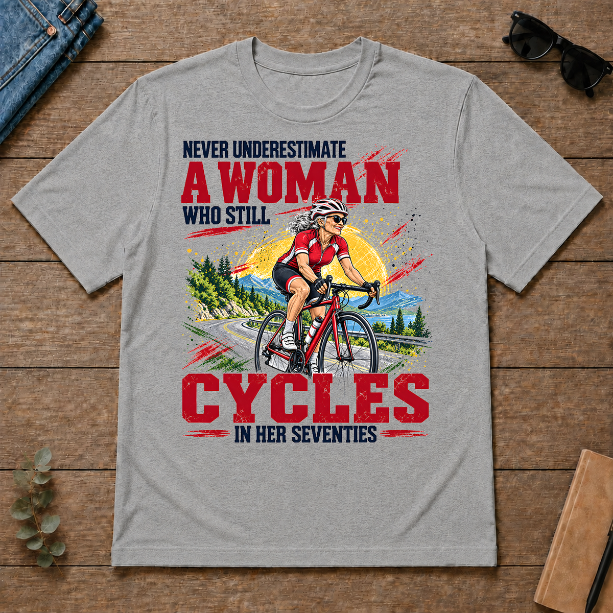 A Woman Still Cycles In Her 70s - sport-grey - TS2D-SportGrey