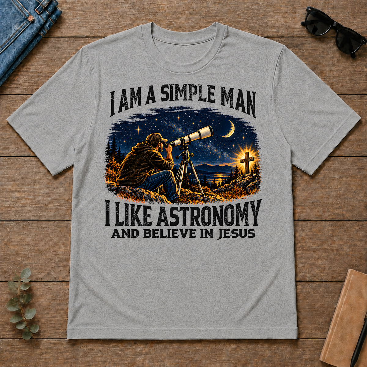 I Am Simple Man I Like Astronomy - sport-grey - TS2D-SportGrey