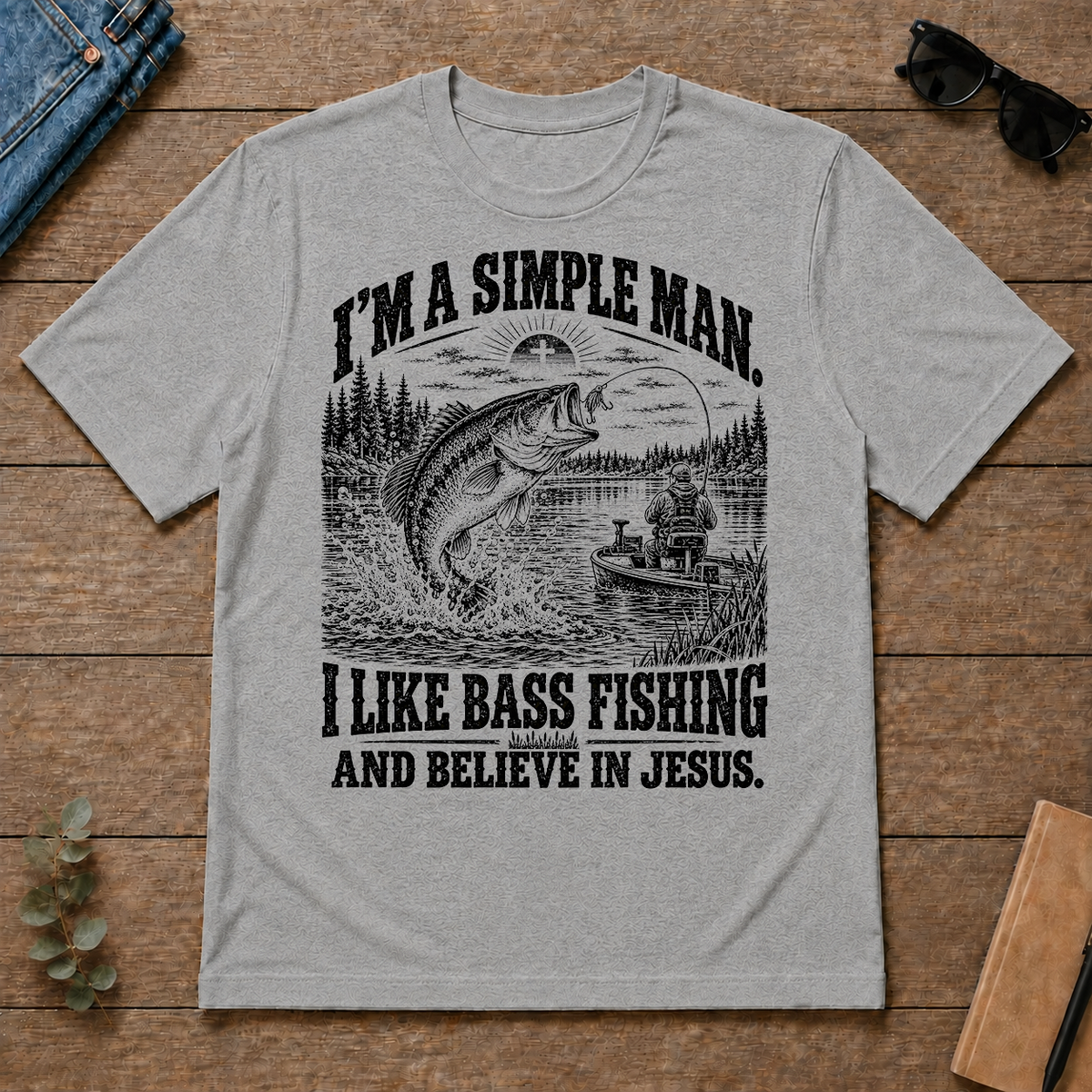 I like Bass Fishing Believe In Jesus - sport-grey - TS2D-SportGrey