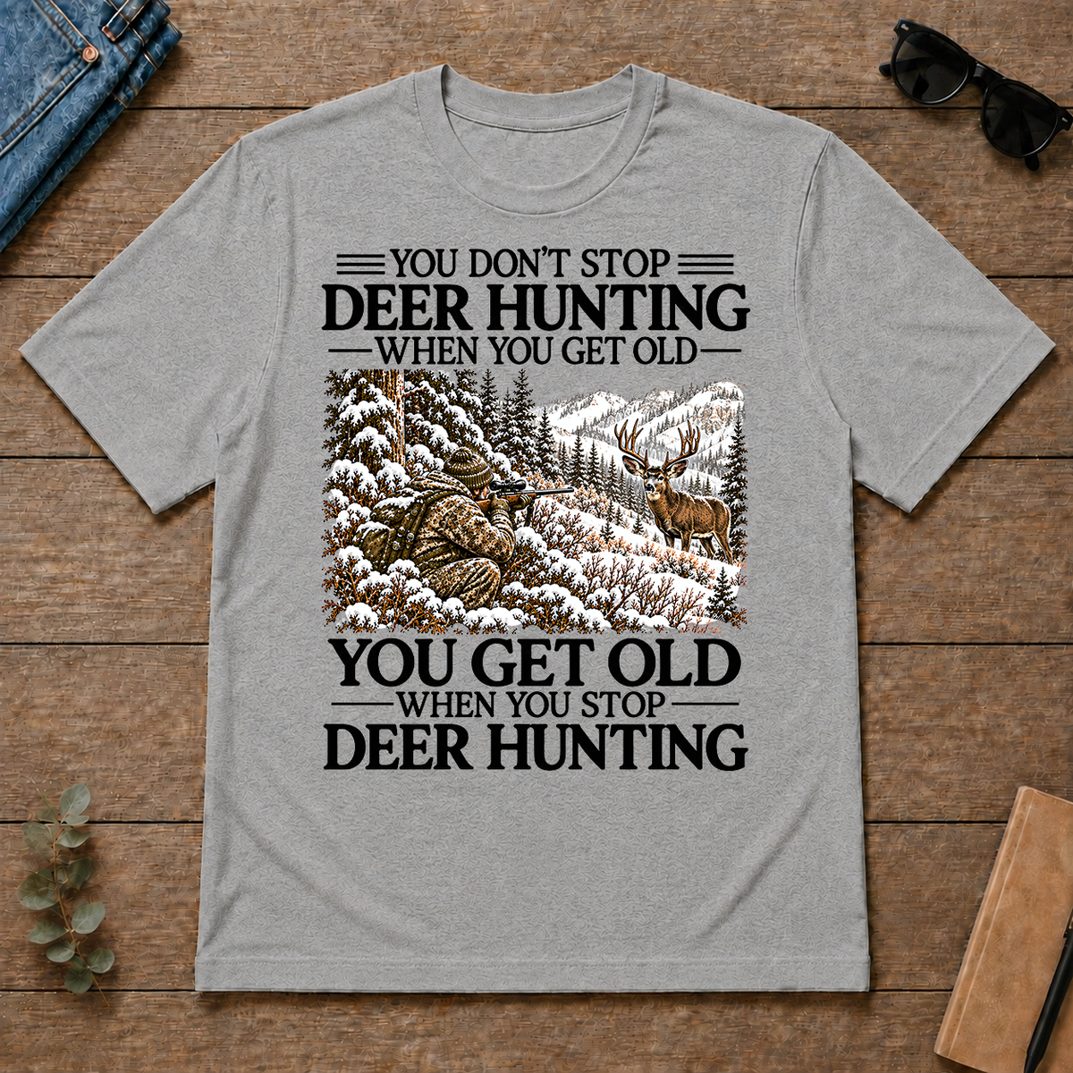 Don't Stop Mule Deer Hunting Snow - sport-grey - TS2D-SportGrey