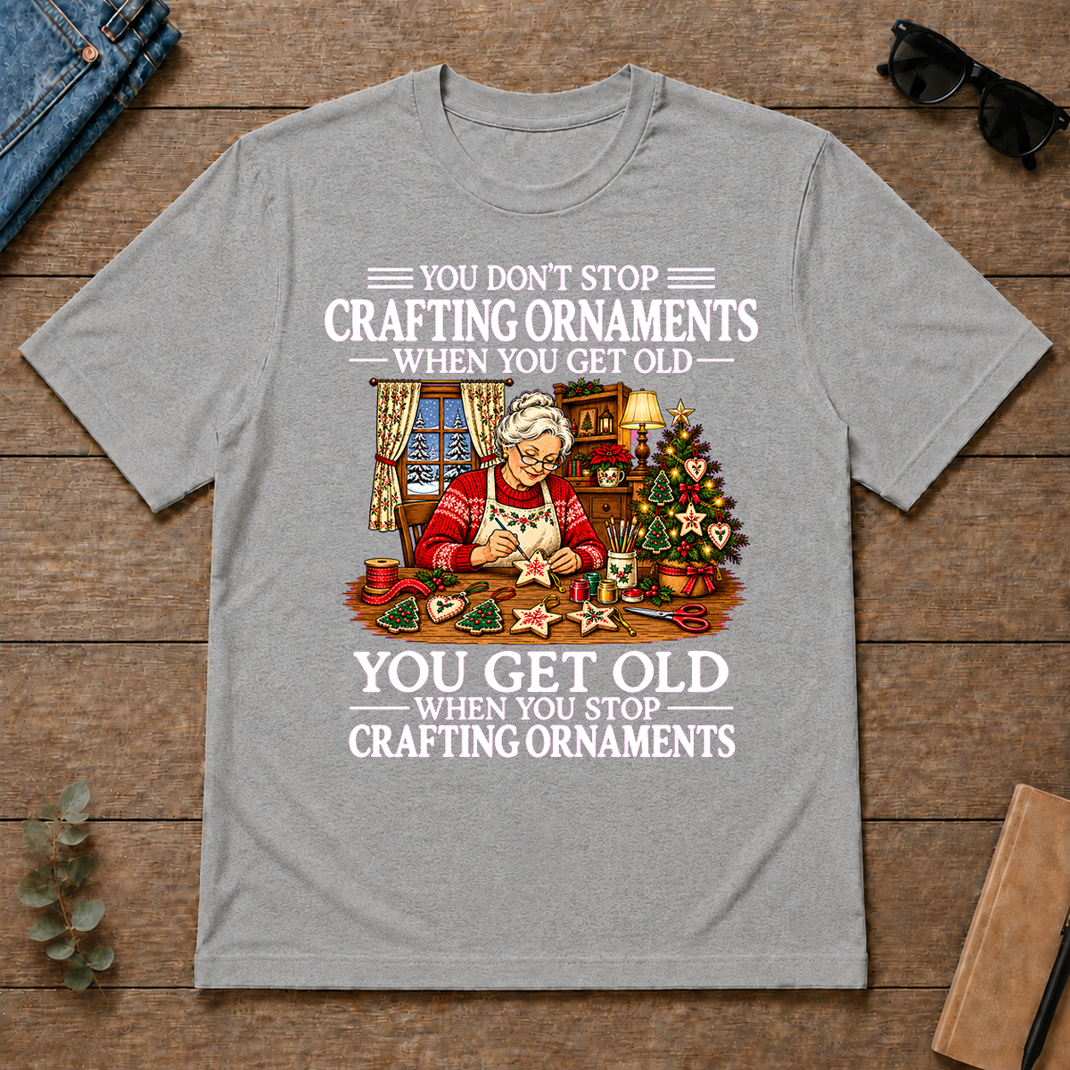 Old Woman Don't Stop Crafting Ornaments - sport-grey - TS2D-SportGrey