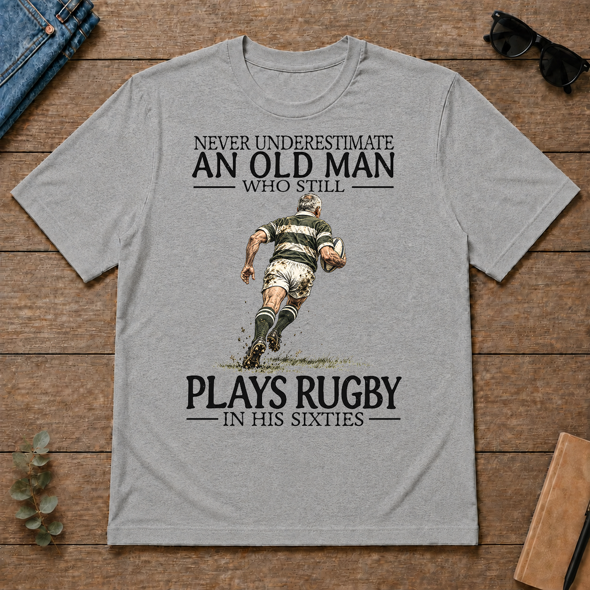 An Old Man Who Still Plays Rugby In His Sixties - sport-grey - TS2D-SportGrey