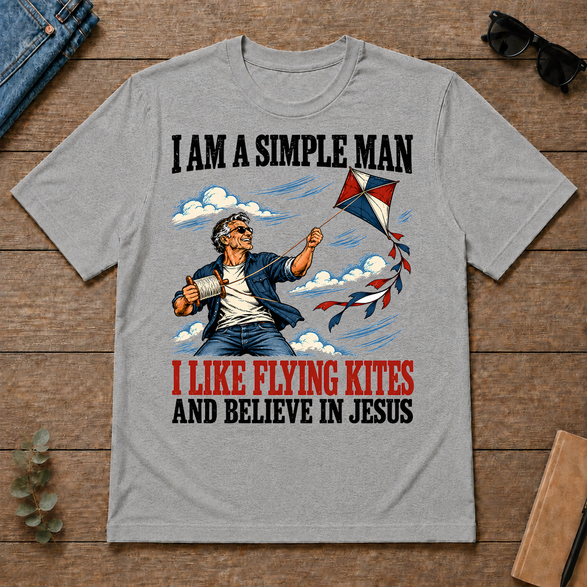 I Like Flying Kites And Believe In Jesus - sport-grey - TS2D-SportGrey