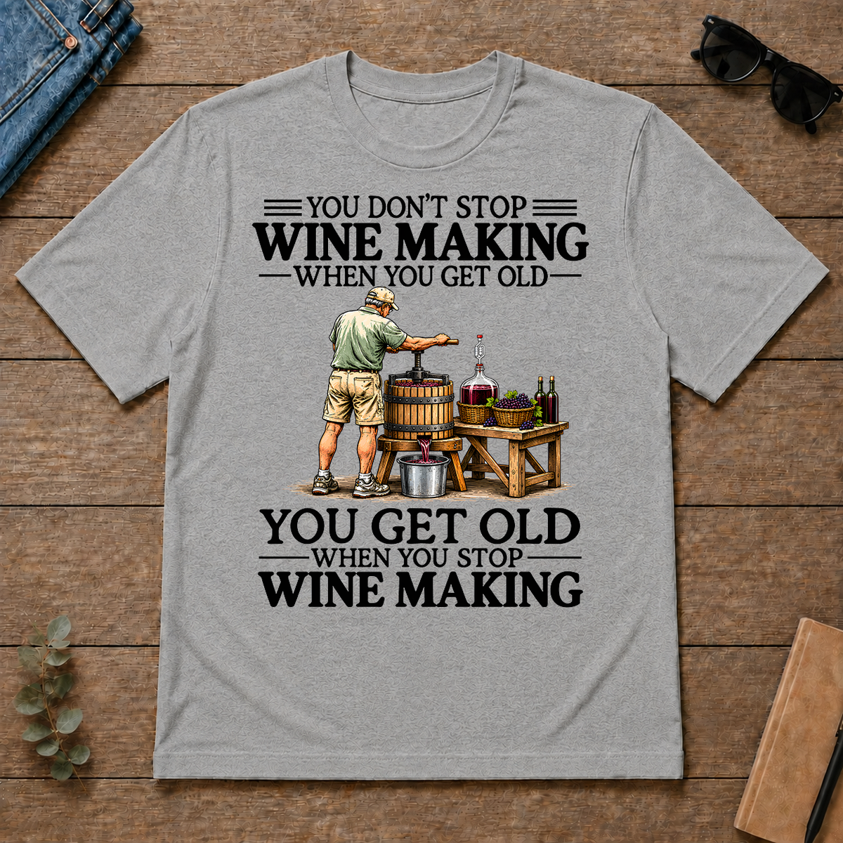 Don't Stop Wine Making Vintage Art - sport-grey - TS2D-SportGrey