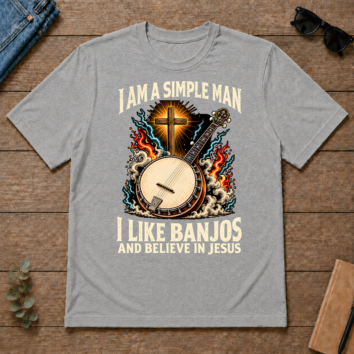 I Like Banjos & Believe In Jesus - sport-grey - TS2D-SportGrey