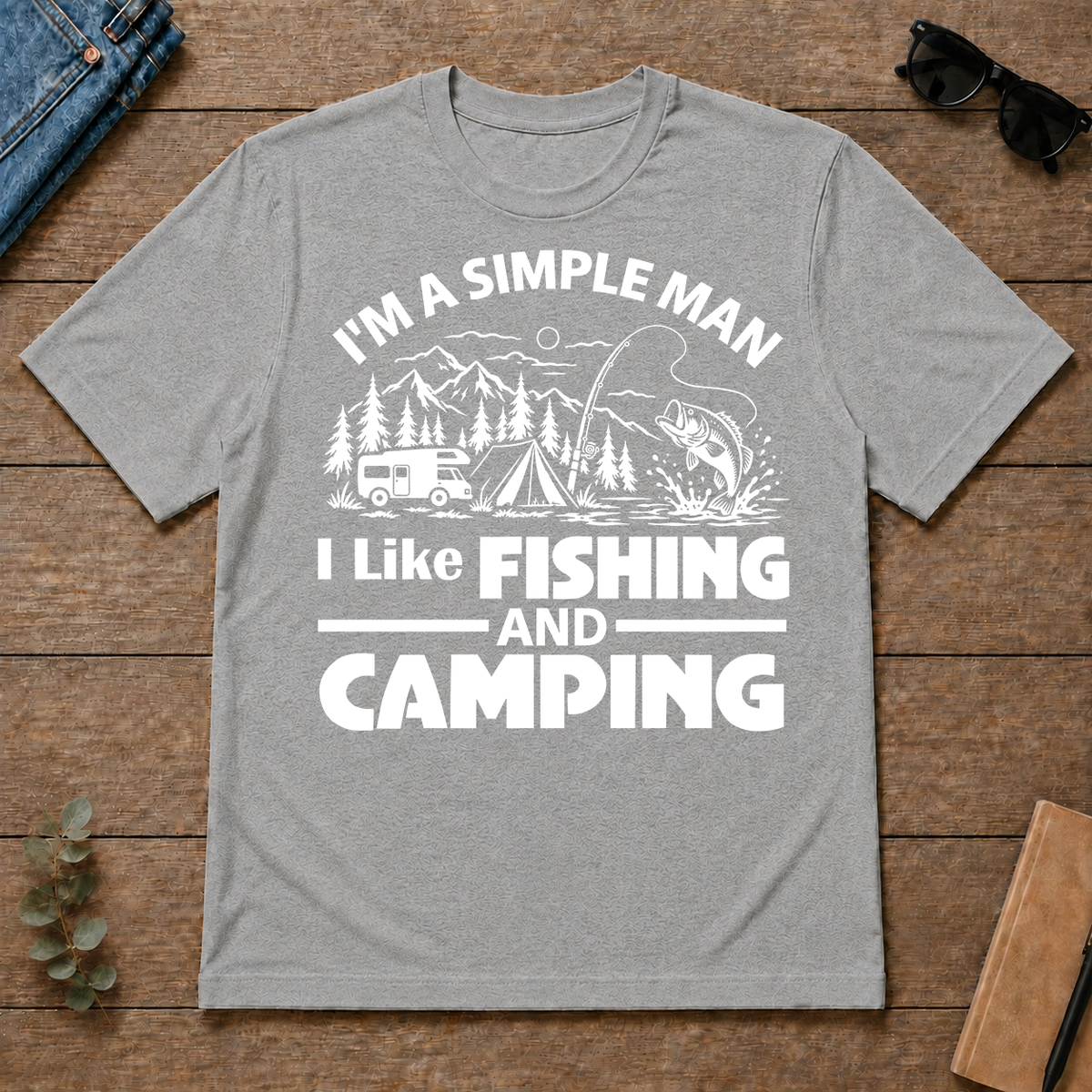 I Like Fishing And Camping - sport-grey - TS2D-SportGrey