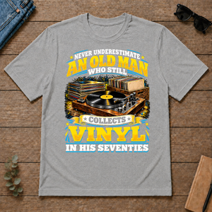 Yellow An Old Man Still Collects Vinyl In His Seventies - sport-grey - TS2D-SportGrey