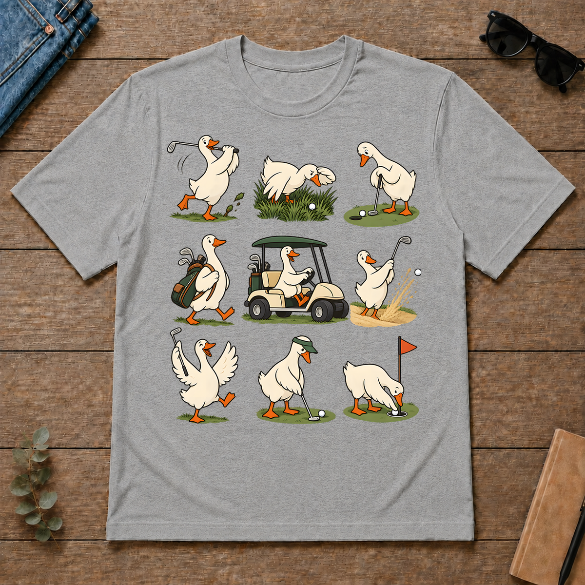 Funny Ducks Playing Golf - sport-grey - TS2D-SportGrey