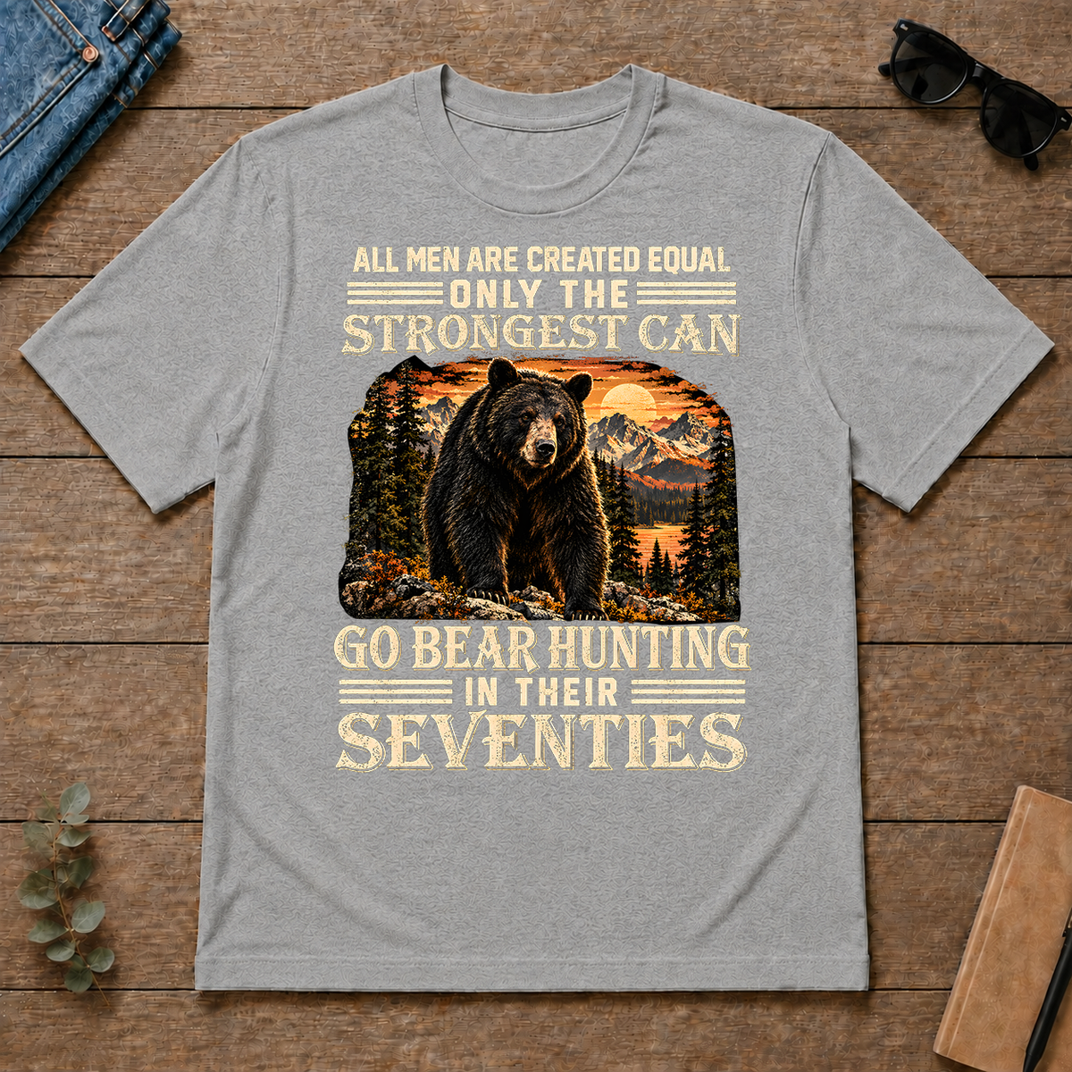 Vintage Bear Hunting Strongest Man In Seventies - sport-grey - TS2D-SportGrey