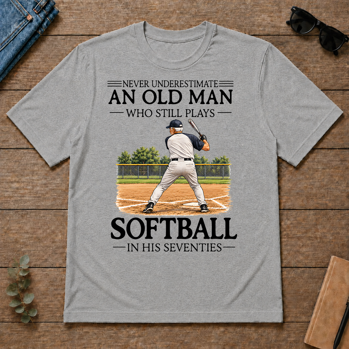 An Old Man Who Still Plays Softball In His Seventies - sport-grey - TS2D-SportGrey