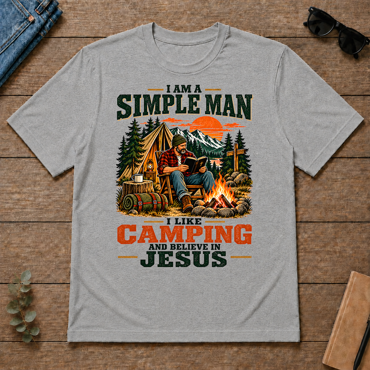 I Like Camping And Believe In Jesus - sport-grey - TS2D-SportGrey