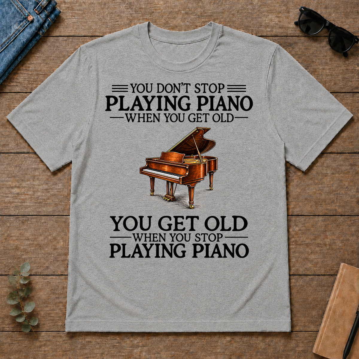 Don't Stop Playing Piano Vintage Art - sport-grey - TS2D-SportGrey