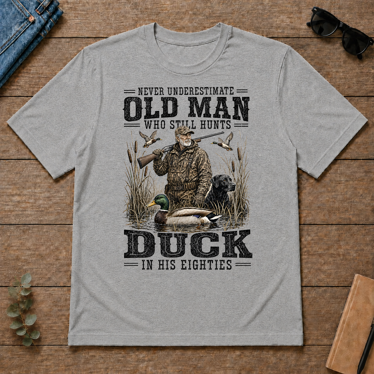 Old Man Hunting Duck In His Eighties - sport-grey - TS2D-SportGrey