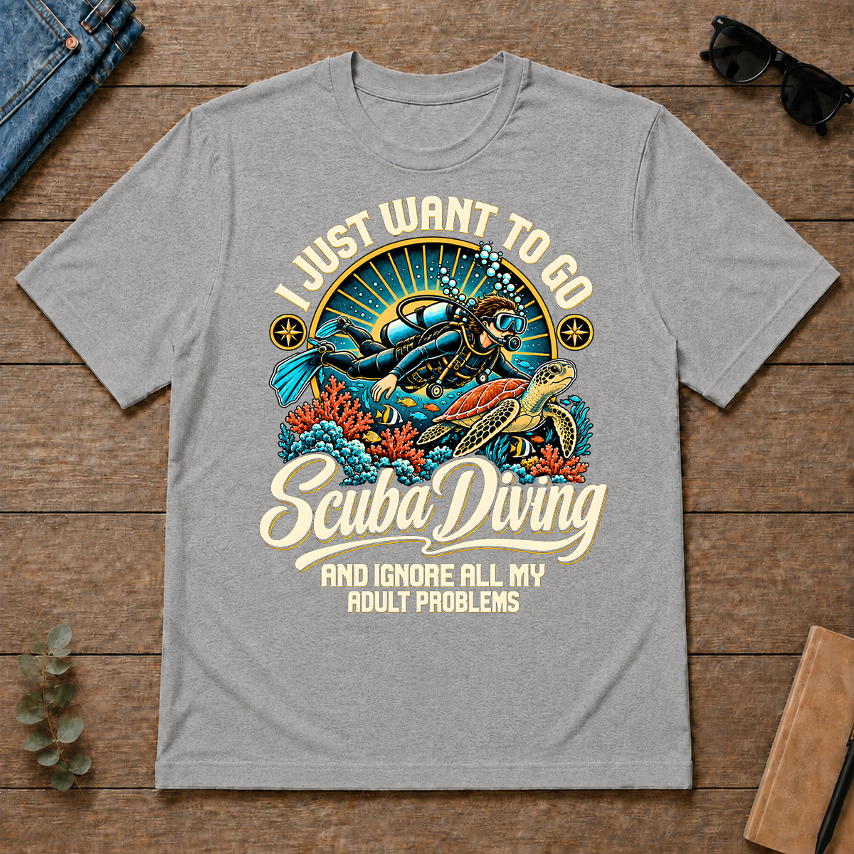 I Just Want To Go Scuba Diving & Ignore All Adult Problems - sport-grey - TS2D-SportGrey