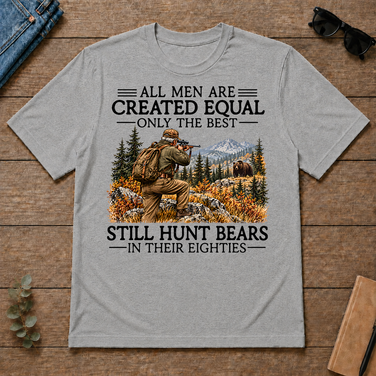 All Men Are Created Equal Bear Hunting 80s - sport-grey - TS2D-SportGrey