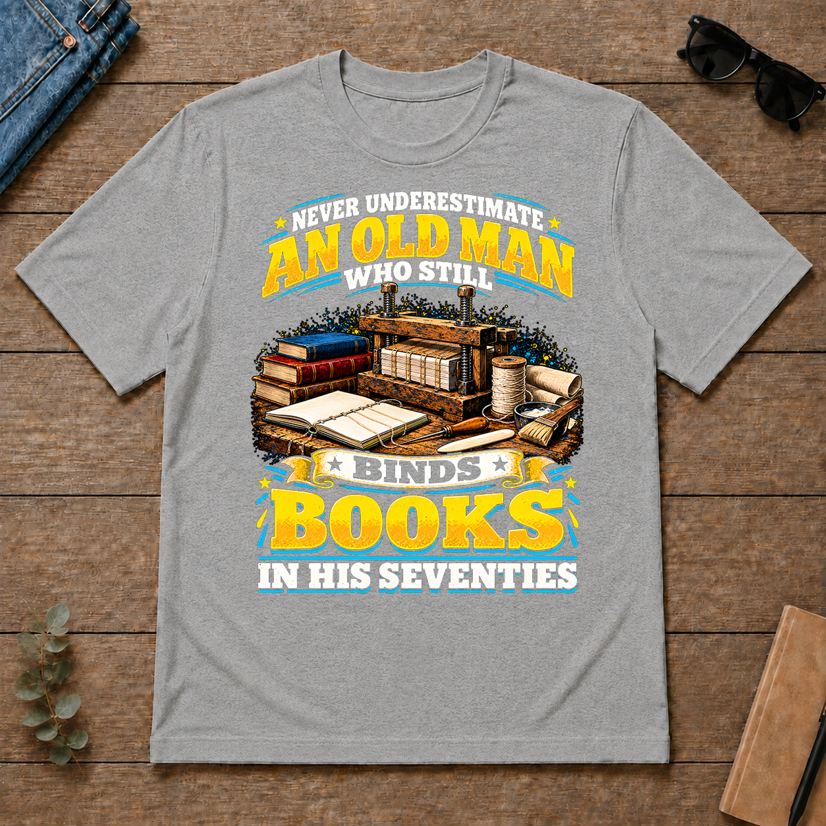 Yellow An Old Man Still Binds Book In His Seventies - sport-grey - TS2D-SportGrey