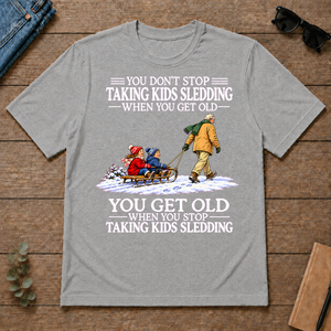 Old Man Don't Stop Taking Kids Sledding - sport-grey - TS2D-SportGrey