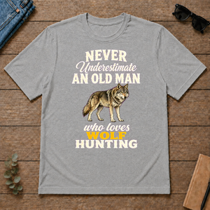 Never Underestimate An Old Man Who Loves Wolf Hunting Retro - sport-grey - TS2D-SportGrey