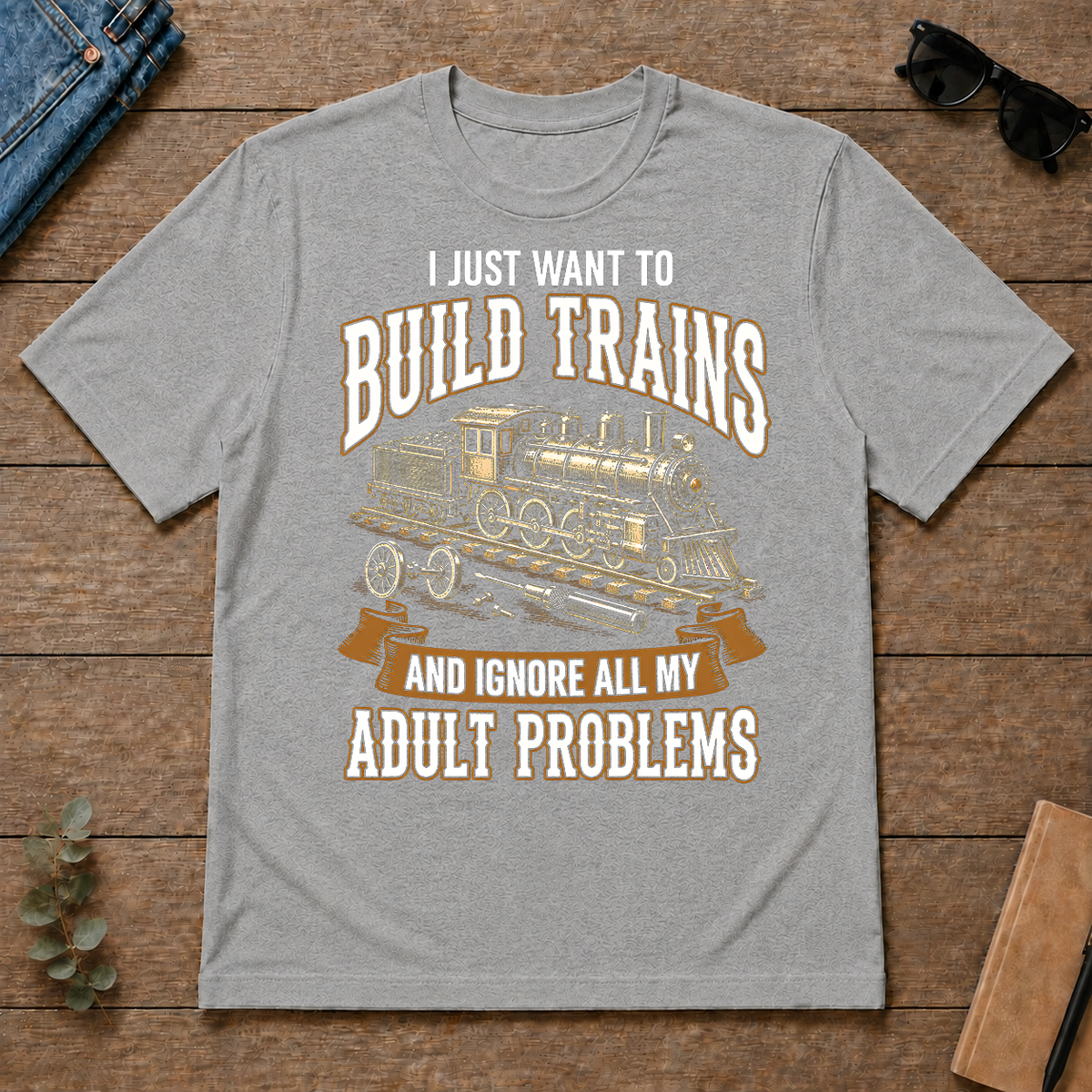 Vintage I Just Want To Build Trains - sport-grey - TS2D-SportGrey