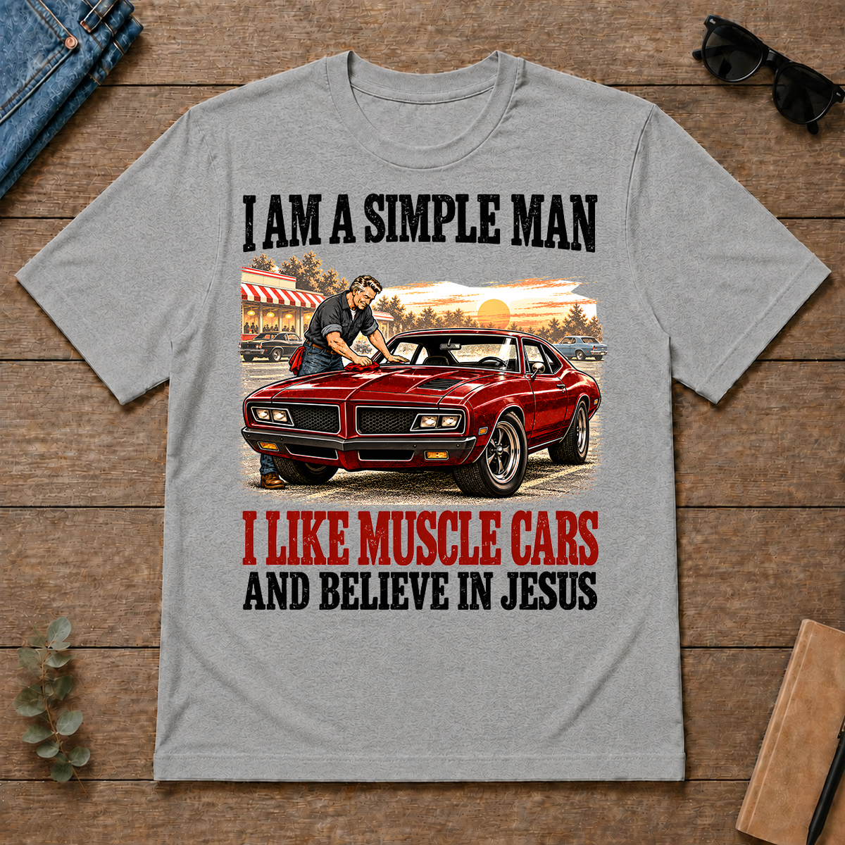 I Like Muscle Cars And Believe In Jesus - sport-grey - TS2D-SportGrey