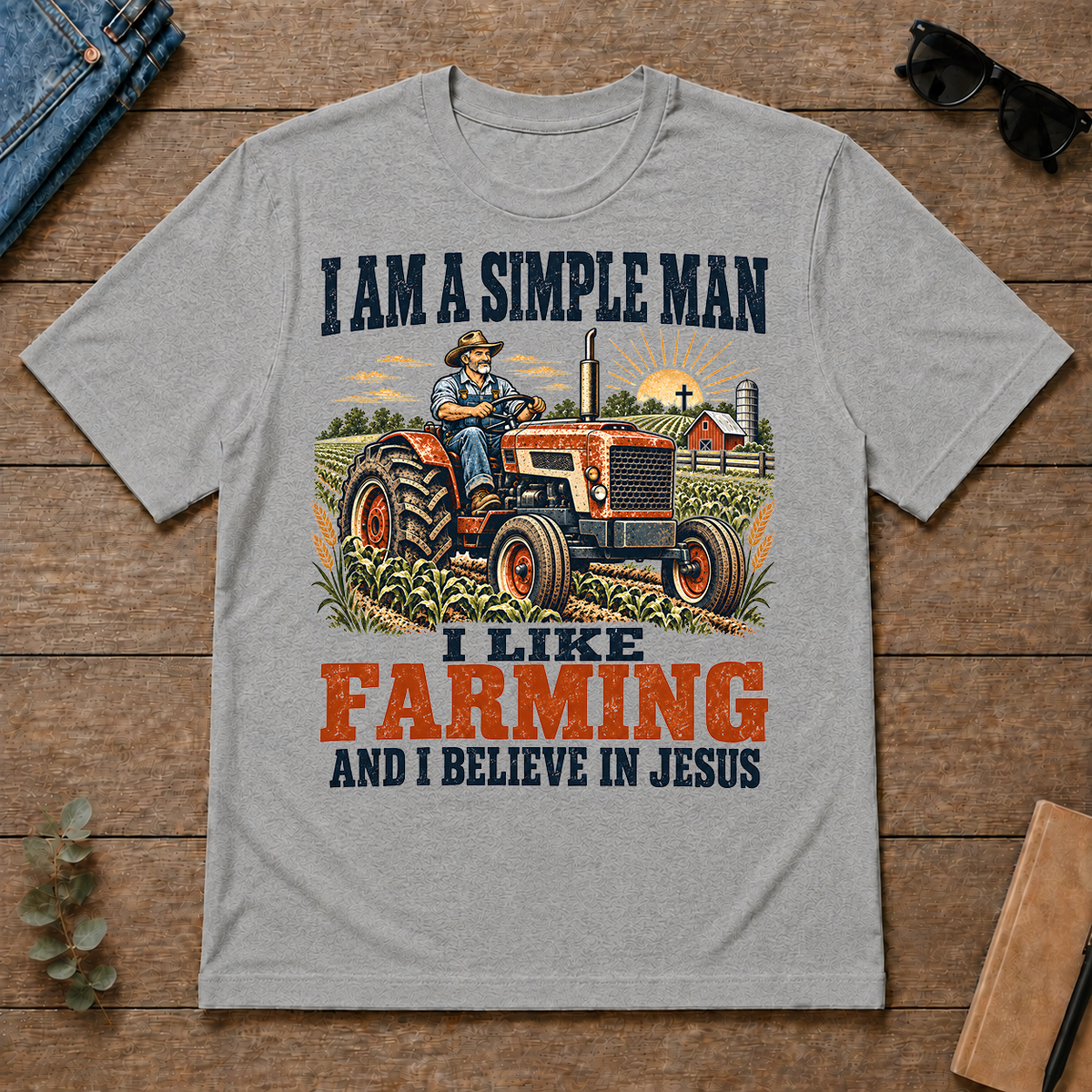 I Like Farming And Believe In Jesus - sport-grey - TS2D-SportGrey