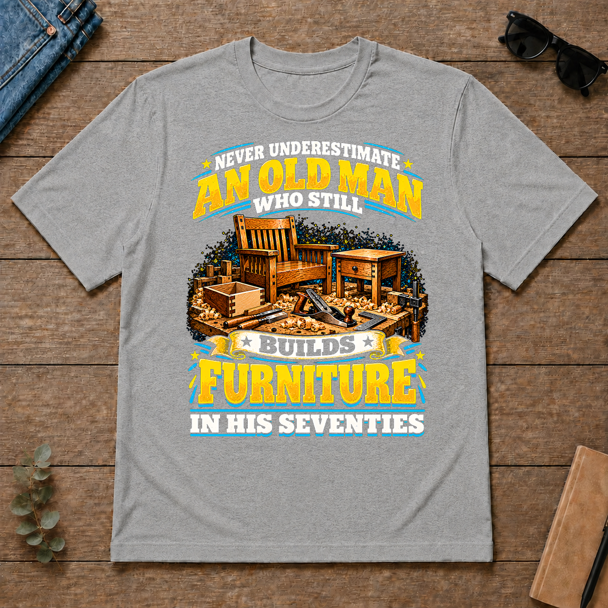 Yellow An Old Man Still Builds Funiture In His Seventies - sport-grey - TS2D-SportGrey