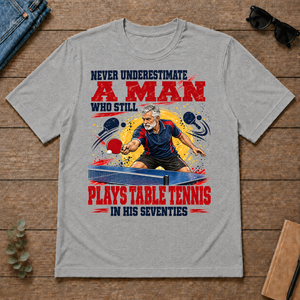 A Man Still Plays Table Tennis In His 70s - sport-grey - TS2D-SportGrey