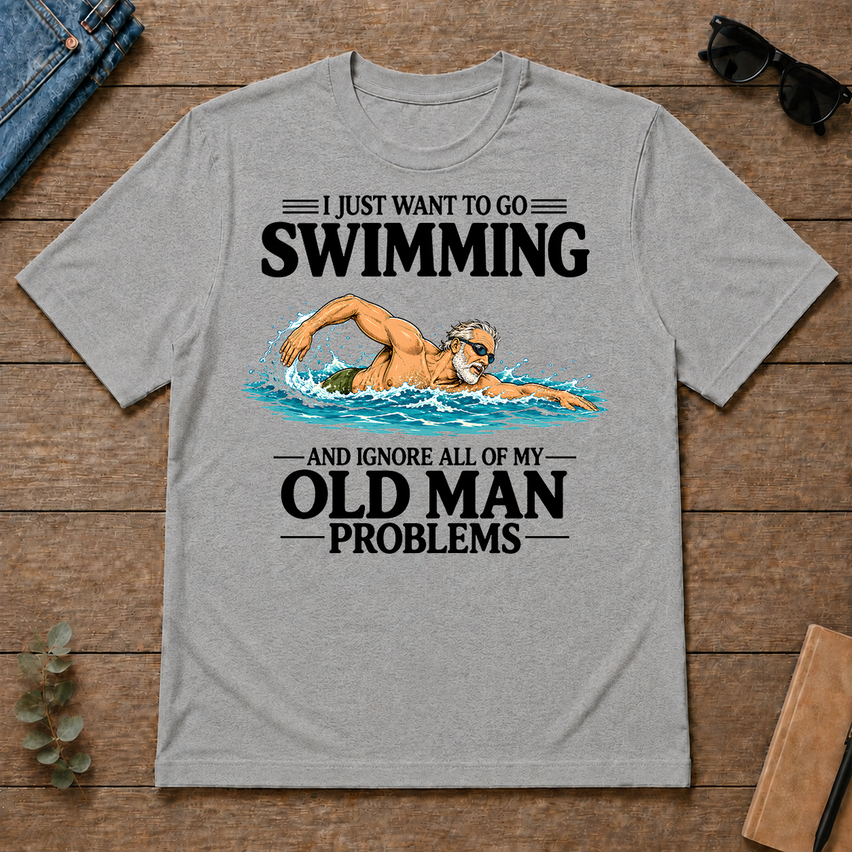 I Just Want To Go Swimming Vintage - sport-grey - TS2D-SportGrey