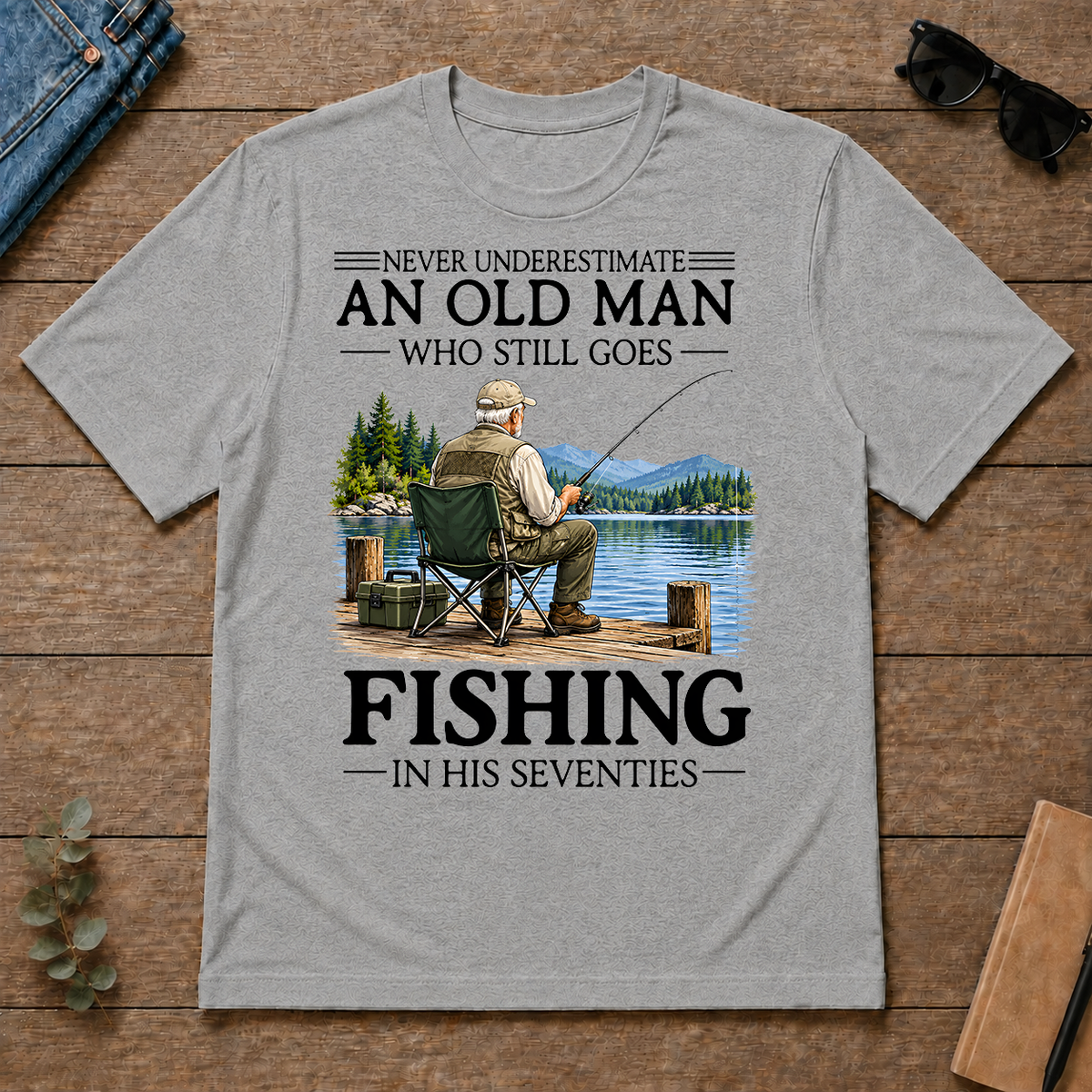 An Old Man Who Still Goes Fishing In His Seventies - sport-grey - TS2D-SportGrey