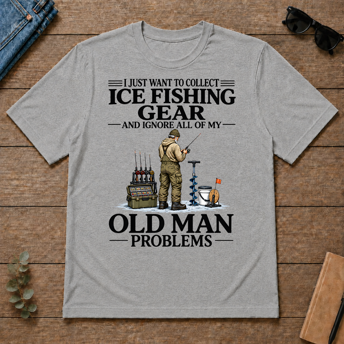 I Just Want To Collect Ice Fishing Gear - sport-grey - TS2D-SportGrey