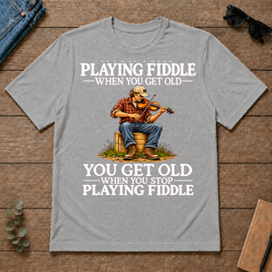Old Man Don't Stop Playing Playing Fiddle - sport-grey - TS2D-SportGrey