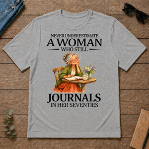 Funny A Woman Still Journals In Her Seventies - sport-grey - TS2D-SportGrey