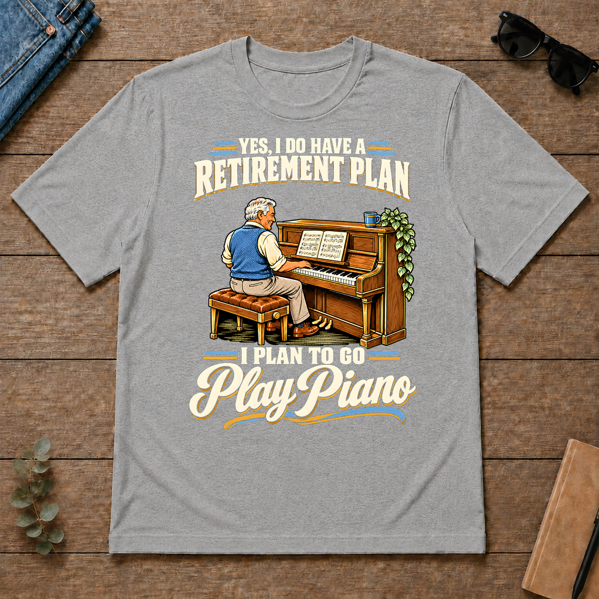 I Plan To Go Play Piano - sport-grey - TS2D-SportGrey