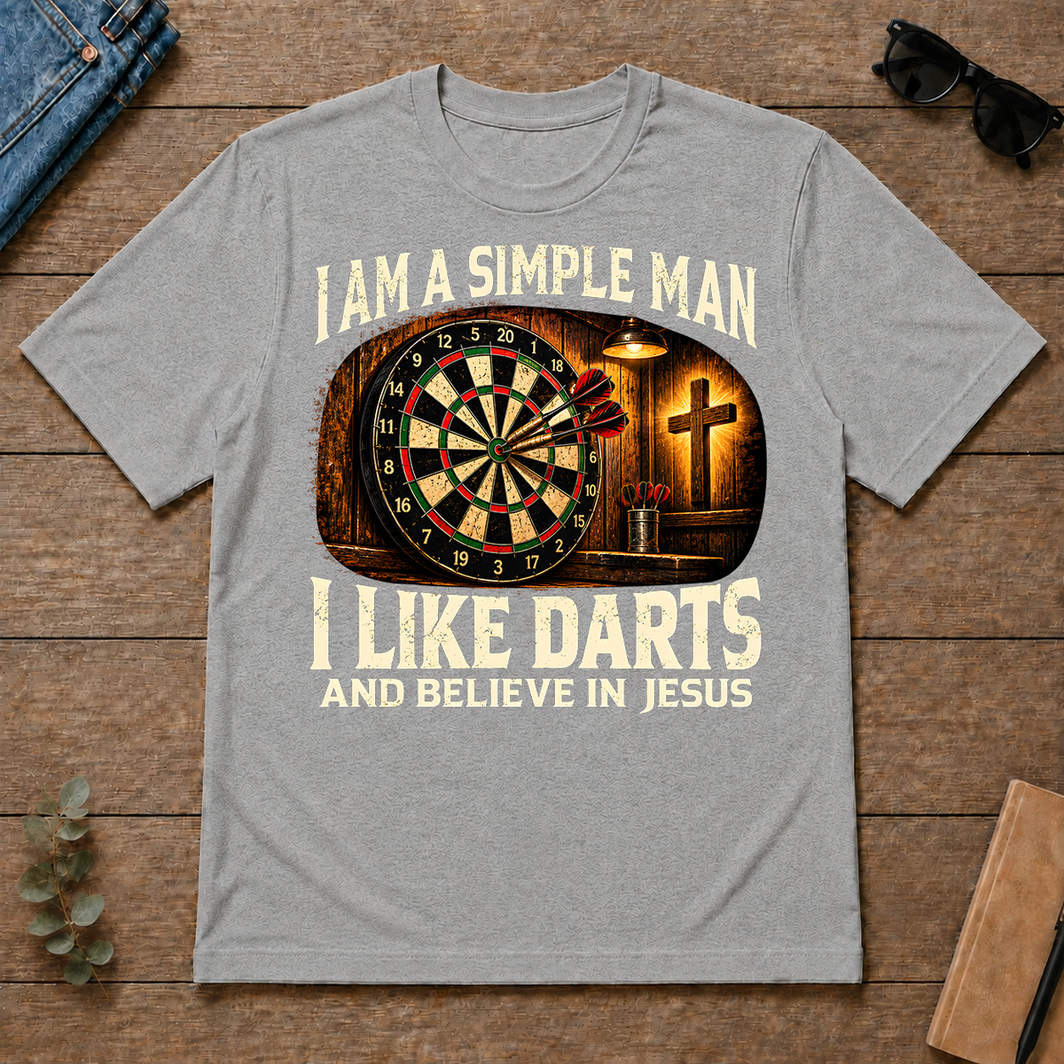 I Am Simple Man I Like Darts - sport-grey - TS2D-SportGrey