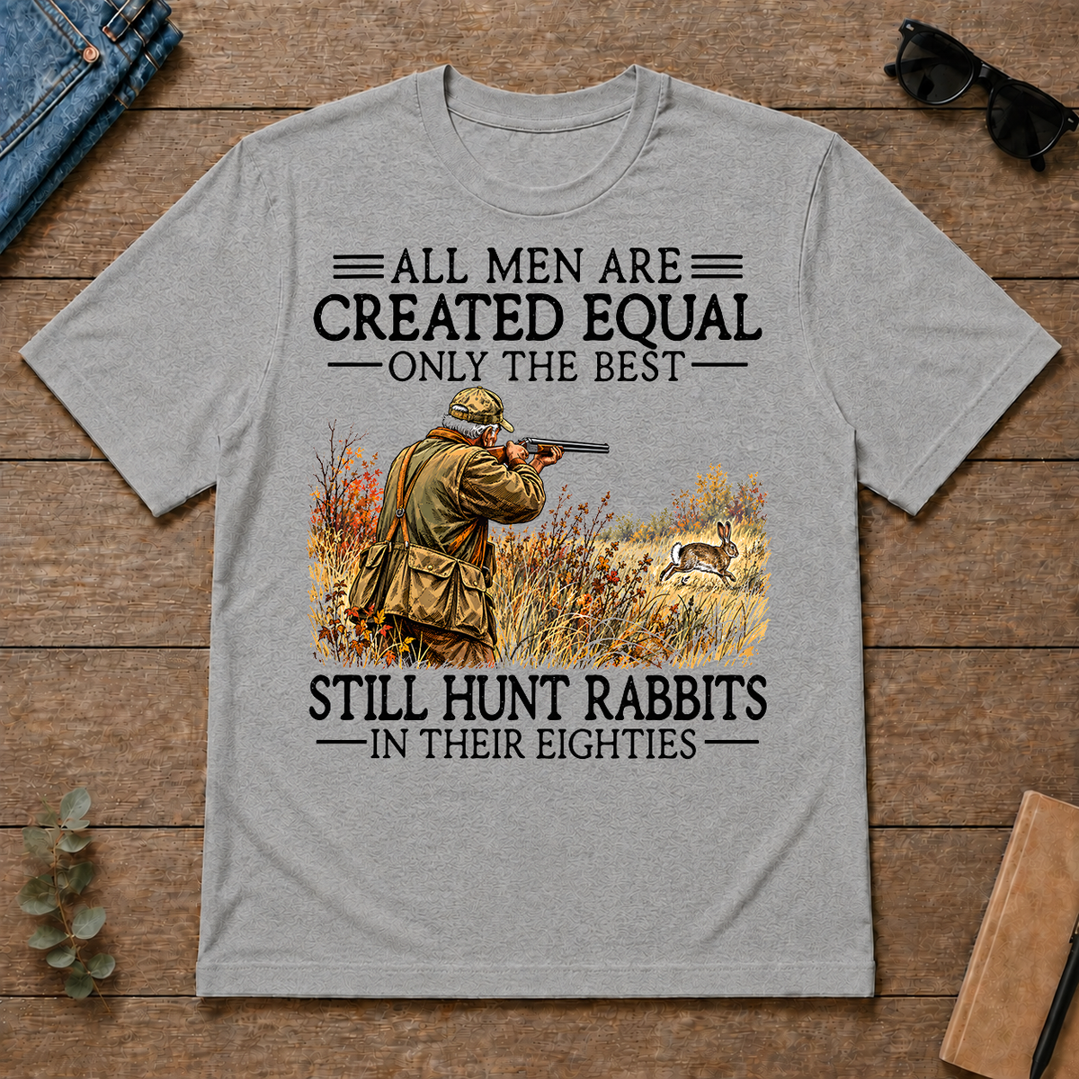All Men Are Created Equal Rabbit Hunting 80s - sport-grey - TS2D-SportGrey