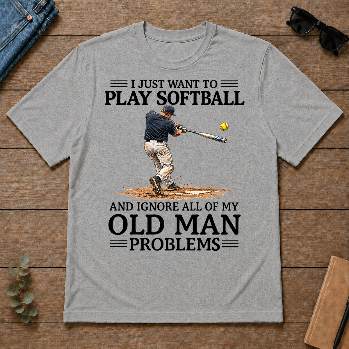 I Just Want To Play Softball - sport-grey - TS2D-SportGrey