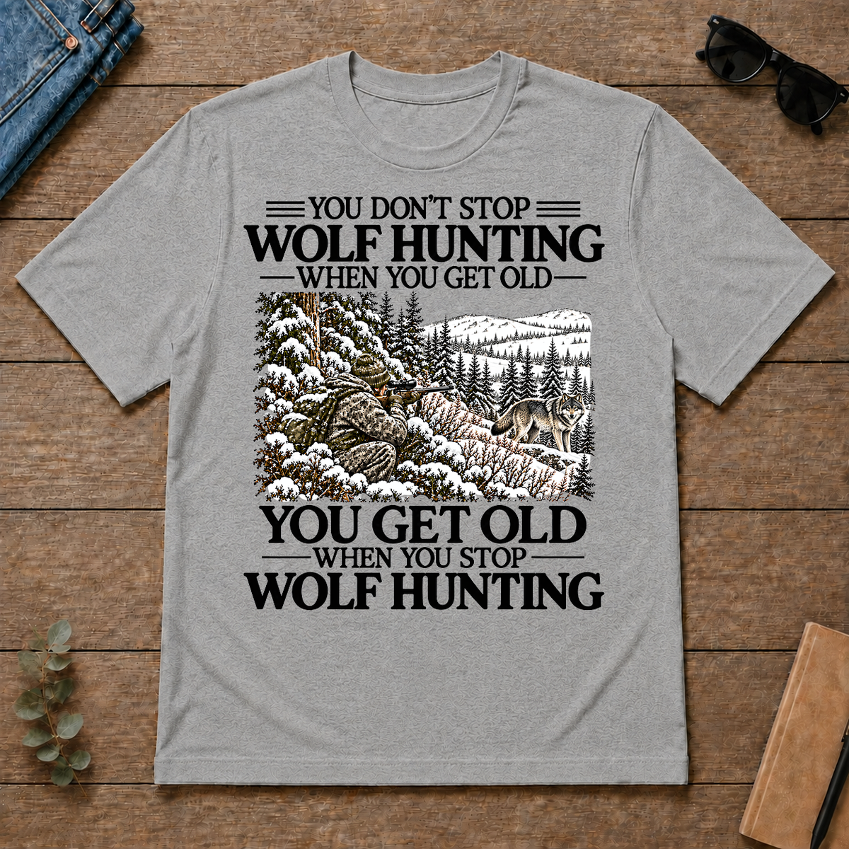 Don't Stop Winter Wolf Hunting Snow - sport-grey - TS2D-SportGrey