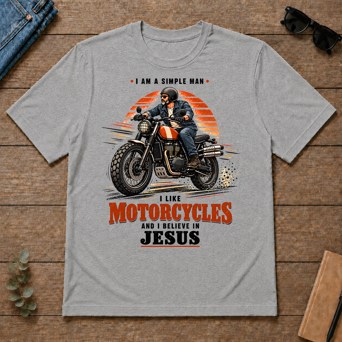 I Like Motorcycles And Believe In Jesus - sport-grey - TS2D-SportGrey
