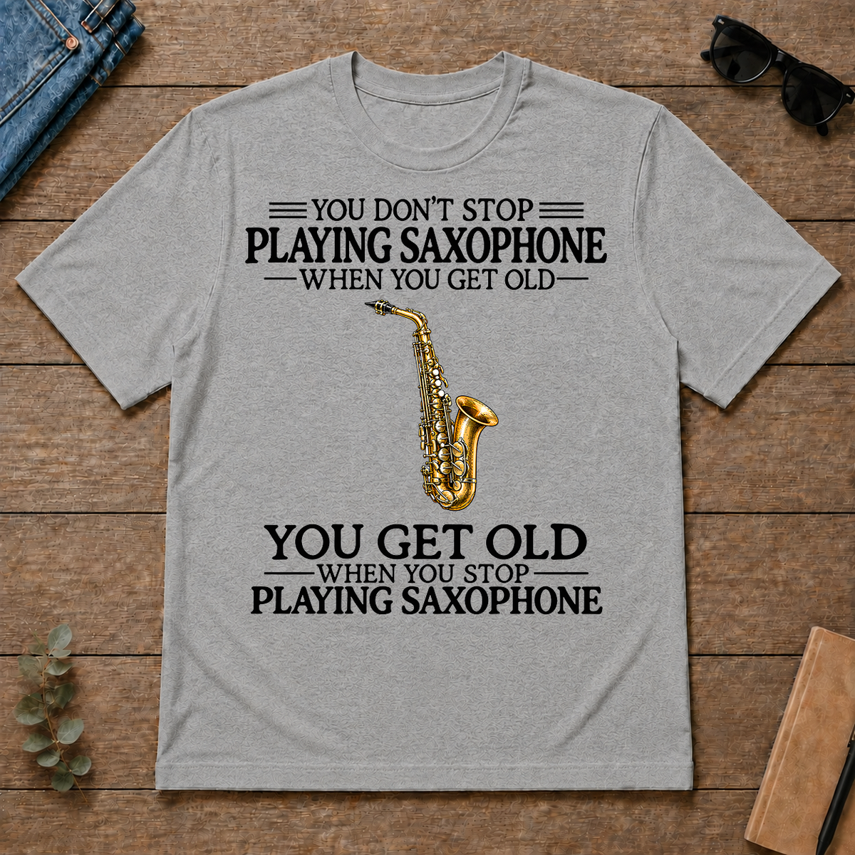Don't Stop Playing Saxophone Vintage Art - sport-grey - TS2D-SportGrey