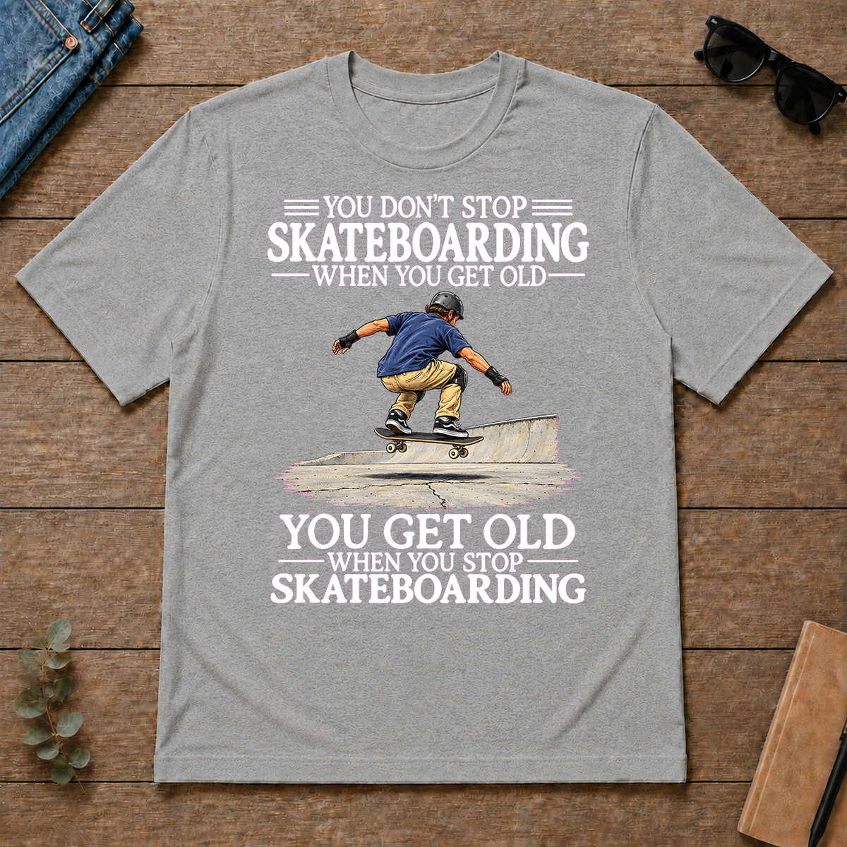 Old Man Don't Stop Skateboarding - sport-grey - TS2D-SportGrey