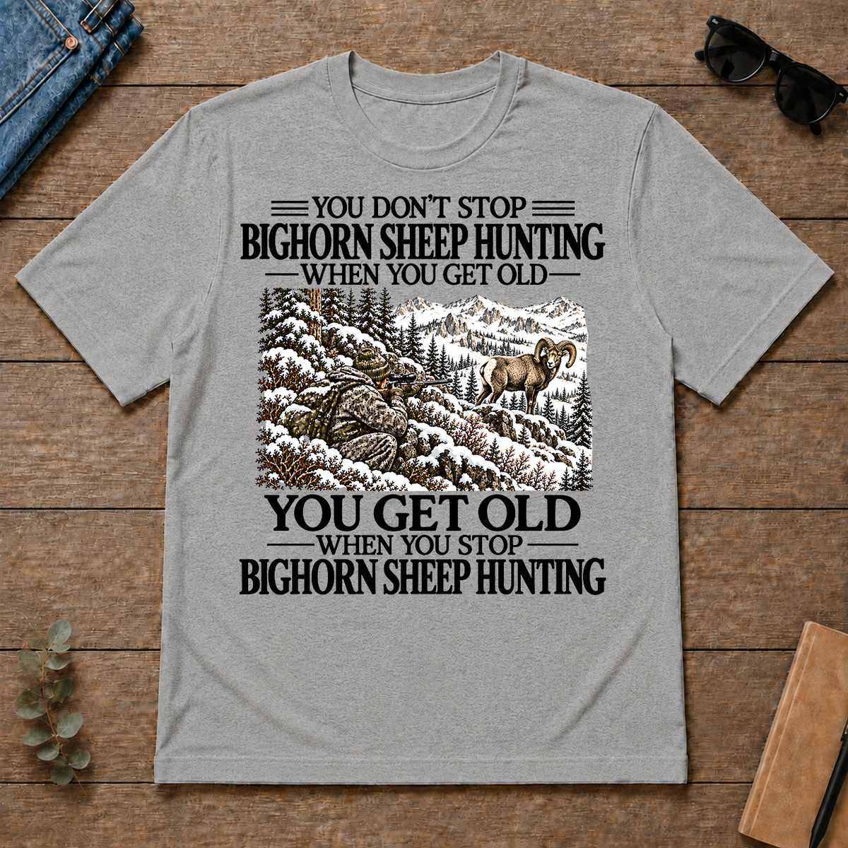 Don't Stop Bighorn Sheep Hunting Snow - sport-grey - TS2D-SportGrey
