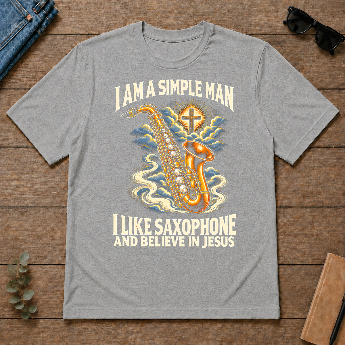I Like Saxophone & Believe In Jesus - sport-grey - TS2D-SportGrey