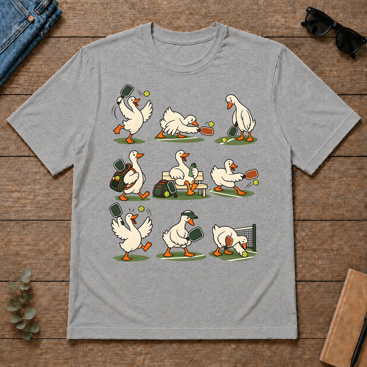 Funny Ducks Playing Pickleball - sport-grey - TS2D-SportGrey