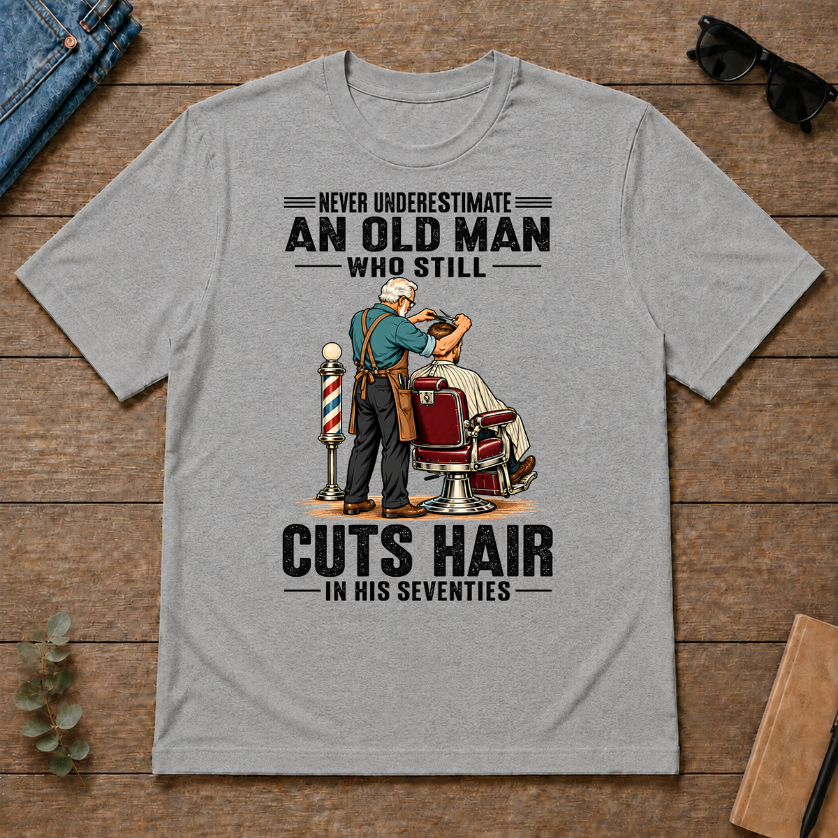 An Old Man Still Cuts Hair In His 70s - sport-grey - TS2D-SportGrey
