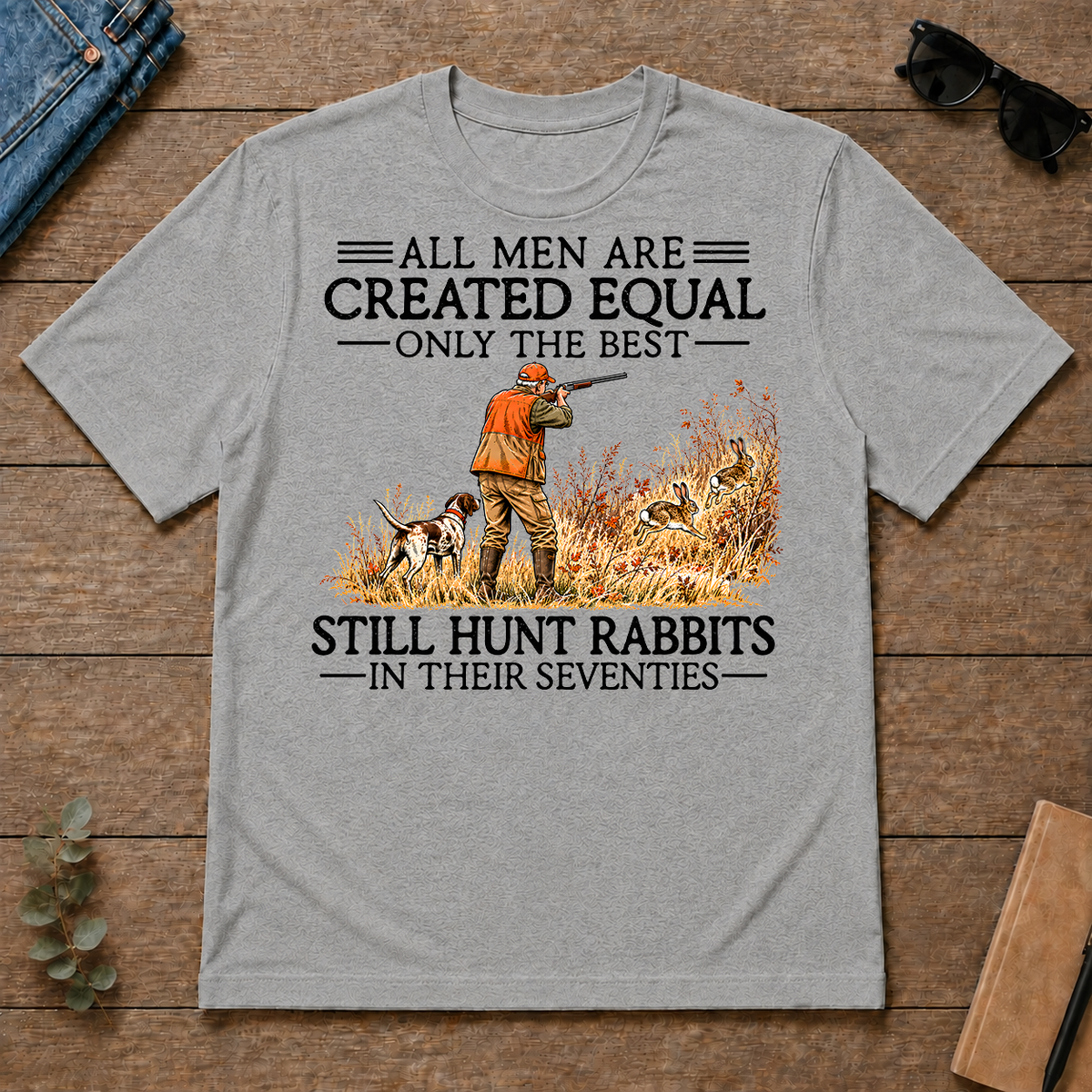 All Men Are Created Equal Rabbits Hunting 70s Vintage - sport-grey - TS2D-SportGrey