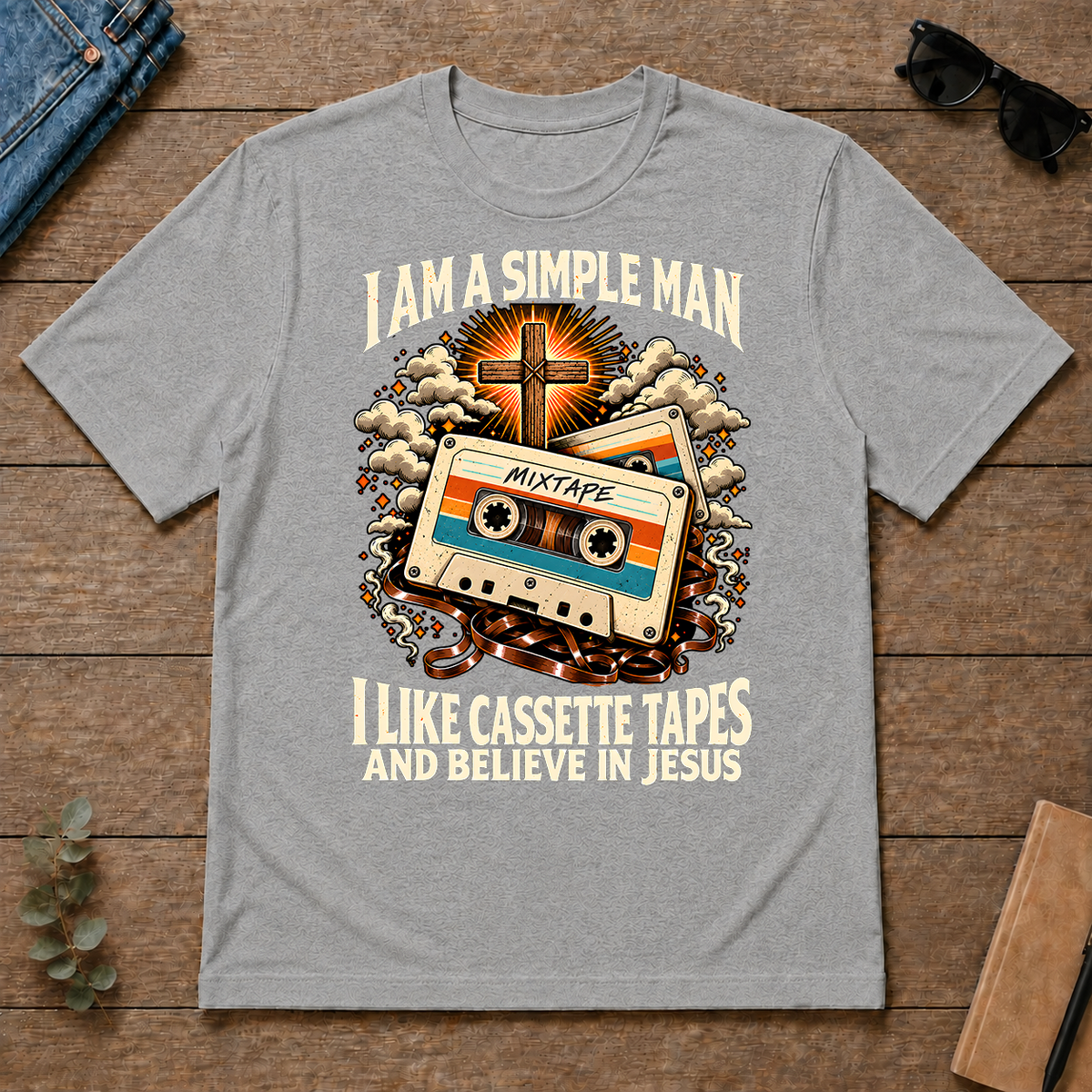 I Like Cassette Tapes & Believe In Jesus - sport-grey - TS2D-SportGrey