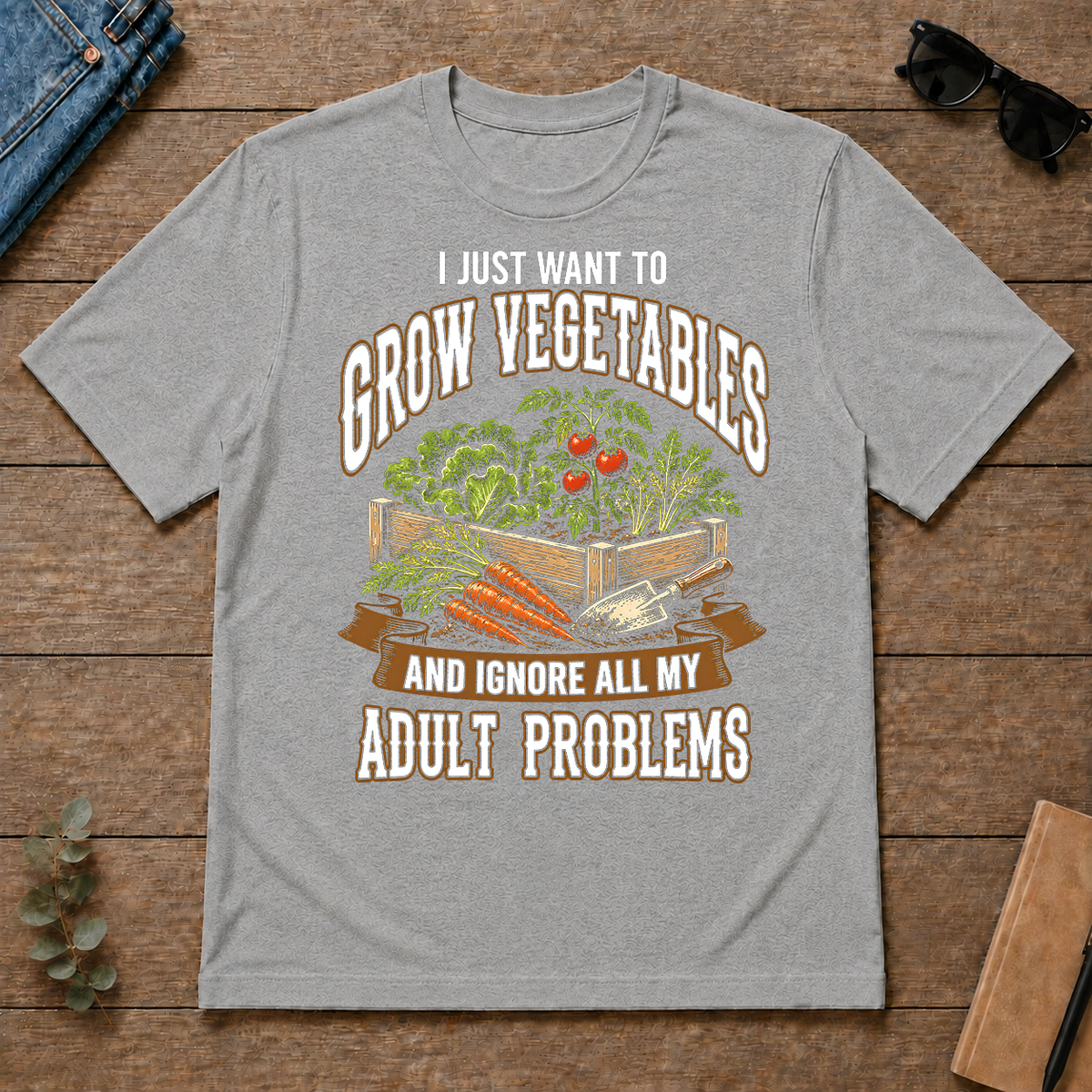 Vintage I Just Want To Grow Vegetables - sport-grey - TS2D-SportGrey