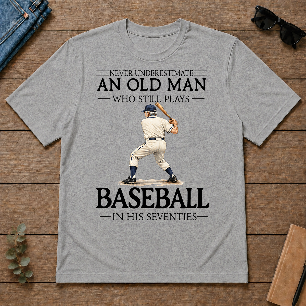 An Old Man Who Still Plays Baseball In His Seventies - sport-grey - TS2D-SportGrey