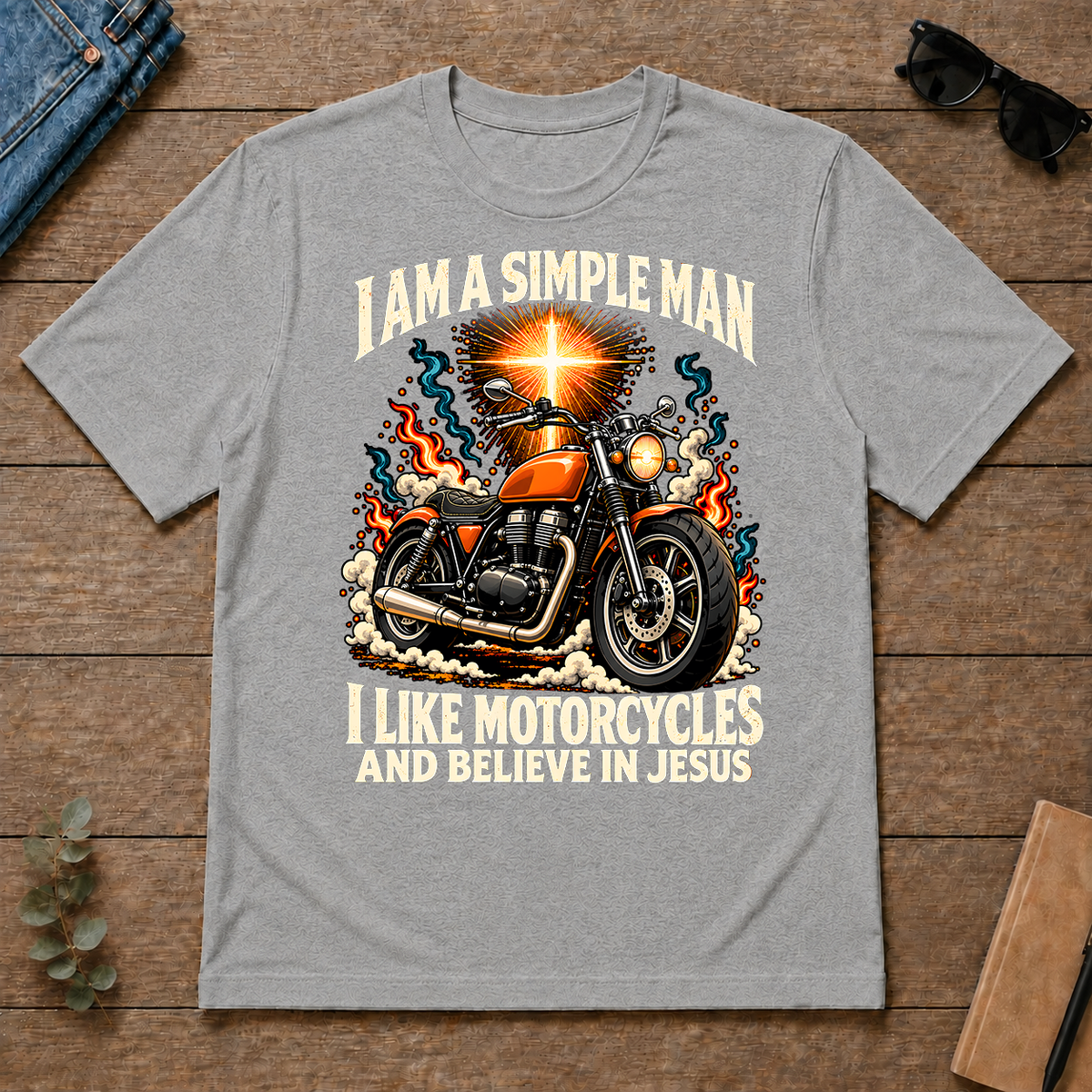 I Like Motorcycles & Believe In Jesus - sport-grey - TS2D-SportGrey